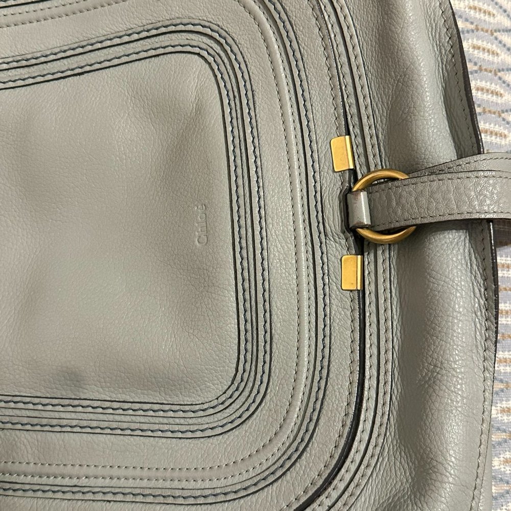 Chloe Marcie Medium Leather Handbag - Blue - Picture 4 of 9